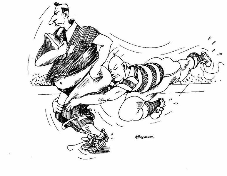 rugby pcts 13.jpg - One of a series of cartoons for Cobham rugby club by Aidan Bremner.